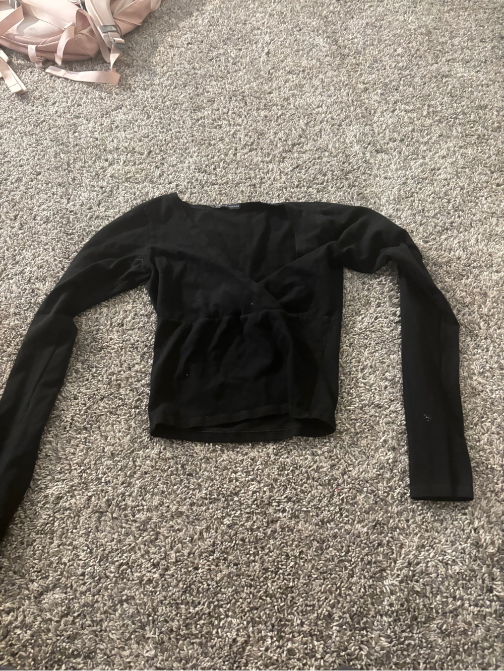 Brandy Melville Black Long-Sleeve Wrap Top